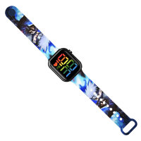 Children's cartoon printed square sports electronic watch  Deep Blue