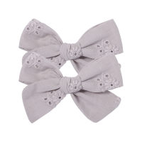 Toddler Girl 2-Piece Lace Bowknot Hair Clip  Gray