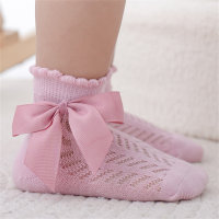 Baby's Cute Bow Breathable Mesh Socks  Pink