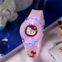 ساعة كوارتز إلكترونية مضيئة على شكل دمية كرتونية للأطفال  وردي 