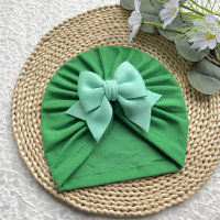 Comfortable and soft bow solid color baby hat  Green