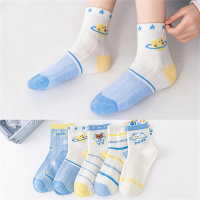 5 pairs, summer children's bear socks  Light Blue