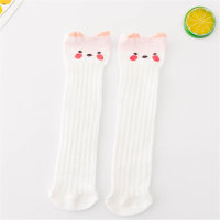 Lindos calcetines altos de malla con animales para bebés y niños pequeños  Blanco