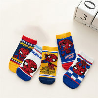 Set of 5 pairs, cute cartoon spider mesh socks for boys  Red