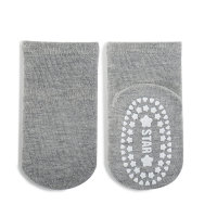 Chaussettes mi-tube antidérapantes à point de colle pour enfants, chaussettes de sol assorties  gris