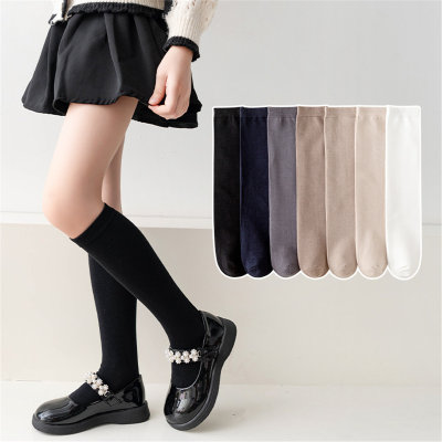 Children's solid color cotton stockings