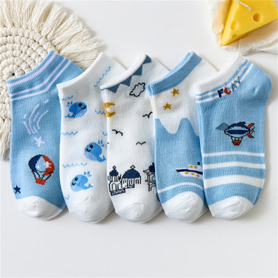 5-pair pack, older children's ocean whale socks