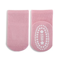 Chaussettes mi-tube antidérapantes à point de colle pour enfants, chaussettes de sol assorties  Rose