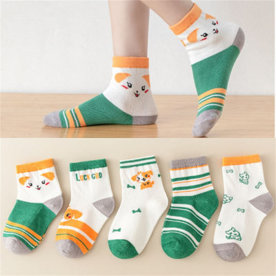 5 pairs, children's puppy cartoon socks