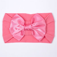 Baby Pure Cotton Solid Color Bowknot Decor Headwrap  Hot Pink