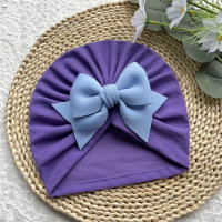 Comfortable and soft bow solid color baby hat  Purple