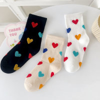3 pares de calcetines media pantorrilla infantil tricolor corazón  Multicolor