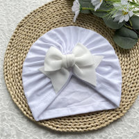 Comfortable and soft bow solid color baby hat  White