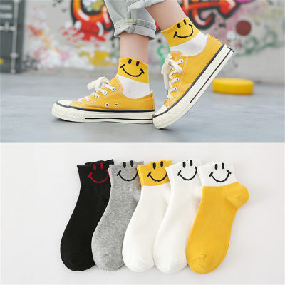 5 pairs, big kids smiley face socks