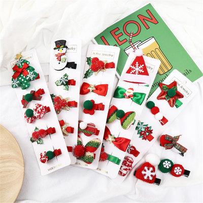 5-piece Baby Girl Christmas Bowknot and Tree Pattern Hair Clips