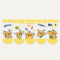 Set of 5 pairs, cartoon anime mesh socks  Yellow
