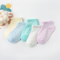 Set of 5 pairs, children's summer breathable mesh socks  Multicolor
