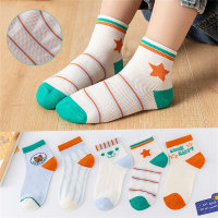 5 pairs, summer children's bear socks  Green