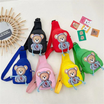 Children's trendy bear messenger bag chest bag