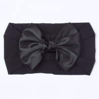 Baby Pure Cotton Solid Color Bowknot Decor Headwrap  Black