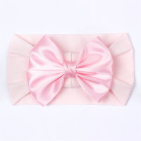 Baby Pure Cotton Solid Color Bowknot Decor Headwrap  Pink