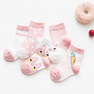 Surtido de calcetines de 5 piezas para niña pequeña con bonitos dibujos de conejos