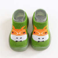 حذاء جورب محبوك بنمط كرتوني للأطفال غير قابل للانزلاق  أخضر عميق