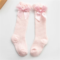 Toddler Summer baby candy color bow mid-calf socks  Pink