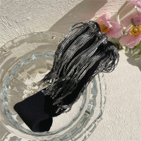 Spring sequin fringed calf socks, versatile mid-calf socks  Black
