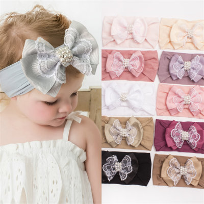 Baby Pure Cotton Lace Spliced Bowknot Headwrap