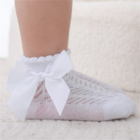 Calcetines de malla transpirable con bonito lazo para bebé  Blanco