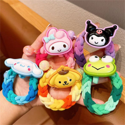 Children's cartoon colorful braided thick hair rope