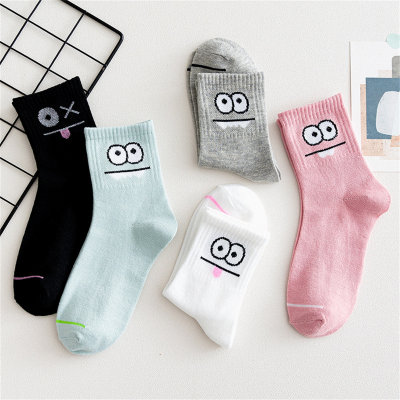 5-teilige Kleinkinder-Socken mit Cartoon-Muster und großen Augen