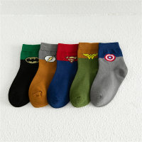 Set mit 5 Paar Superhelden-Socken für die Mitte der Wade  Blau