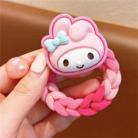Children's cartoon colorful braided thick hair rope  Pink