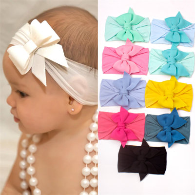 Baby Girl Solid Color Bowknot Decor Headwrap