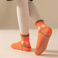 Toddler Girl Non-slip Candy Colored Floor Socks  Orange