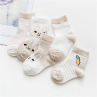 Surtido de calcetines de 5 piezas para niña pequeña con bonitos dibujos de conejos  Caqui