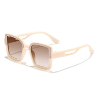 Children's Square Frame Glitter Trendy Fashion Glasses  Beige