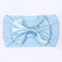Baby Pure Cotton Solid Color Bowknot Decor Headwrap  Blue