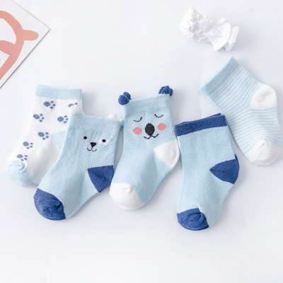 5 pares, lindos calcetines de bebé de tubo medio de dibujos animados