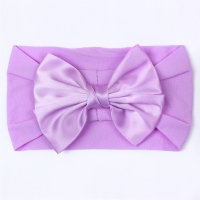 Baby Pure Cotton Solid Color Bowknot Decor Headwrap  Purple