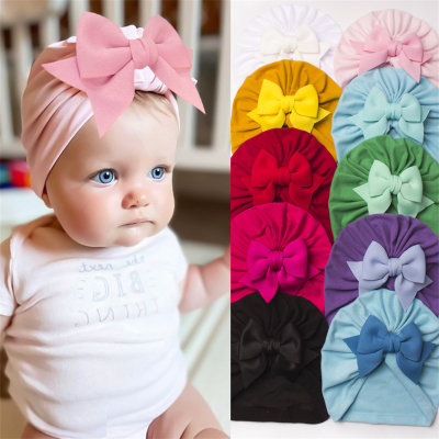 Comfortable and soft bow solid color baby hat