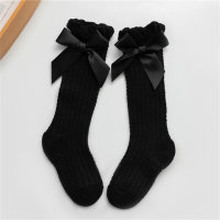 Chaussettes mi-mollet avec nœud couleur bonbon pour bébé, été  Noir