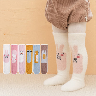 Baby Solid Color Cartoon Pattern Plush Stockings