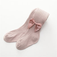Children's vertical striped bow tights  Pink