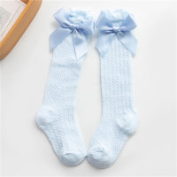 Toddler Summer baby candy color bow mid-calf socks  Blue