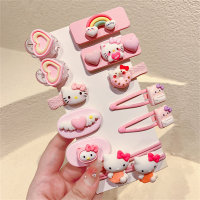 12-piece set, candy-colored sweet cartoon hair clips for children  Multicolor