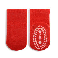 Children's versatile dotted non-slip mid-calf floor socks  Red