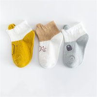3 pairs, newborn baby cartoon cute animal socks  Yellow